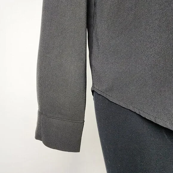 Have Black Pleated Button Up Long Sleeves Top Size L - Picture 4 of 9